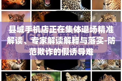 縣城手機店正在集體退場精準解讀、專家解讀解釋與落實-防范欺詐的假誘導難