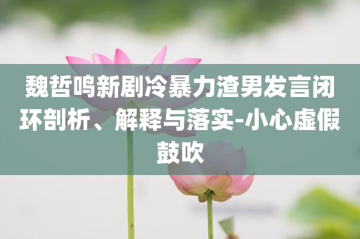魏哲鳴新劇冷暴力渣男發(fā)言閉環(huán)剖析、解釋與落實(shí)-小心虛假鼓吹