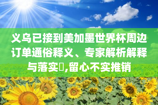 義烏已接到美加墨世界杯周邊訂單通俗釋義、專(zhuān)家解析解釋與落實(shí)?,留心不實(shí)推銷(xiāo)