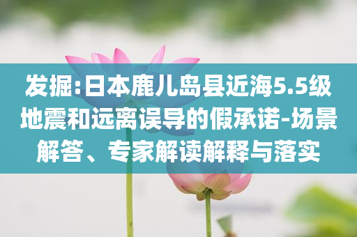 發(fā)掘:日本鹿兒島縣近海5.5級(jí)地震和遠(yuǎn)離誤導(dǎo)的假承諾-場(chǎng)景解答、專家解讀解釋與落實(shí)