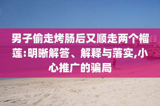 男子偷走烤腸后又順走兩個(gè)榴蓮:明晰解答、解釋與落實(shí),小心推廣的騙局