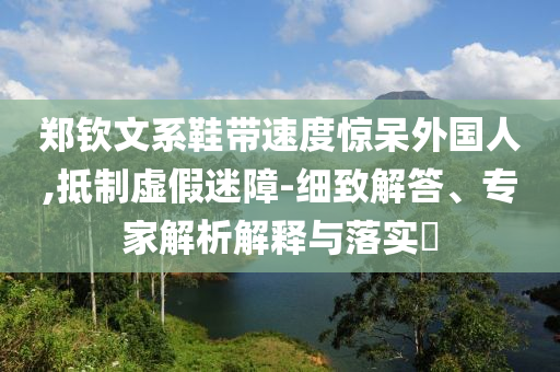 鄭欽文系鞋帶速度驚呆外國(guó)人,抵制虛假迷障-細(xì)致解答、專家解析解釋與落實(shí)?