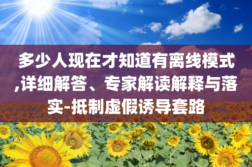多少人現(xiàn)在才知道有離線模式,詳細(xì)解答、專家解讀解釋與落實(shí)-抵制虛假誘導(dǎo)套路