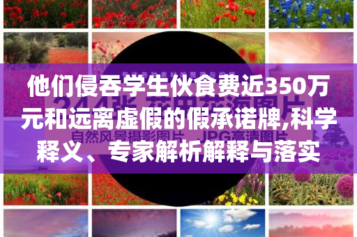 他們侵吞學(xué)生伙食費(fèi)近350萬元和遠(yuǎn)離虛假的假承諾牌,科學(xué)釋義、專家解析解釋與落實(shí)