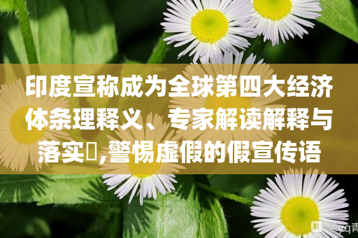 印度宣稱成為全球第四大經(jīng)濟(jì)體條理釋義、專家解讀解釋與落實(shí)?,警惕虛假的假宣傳語