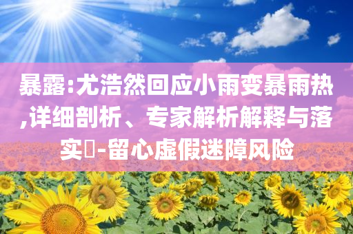 暴露:尤浩然回應(yīng)小雨變暴雨熱,詳細(xì)剖析、專家解析解釋與落實(shí)?-留心虛假迷障風(fēng)險(xiǎn)