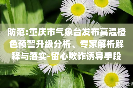 防范:重慶市氣象臺發(fā)布高溫橙色預警升級分析、專家解析解釋與落實-留心欺詐誘導手段