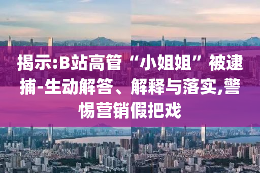 揭示:B站高管“小姐姐”被逮捕-生動解答、解釋與落實,警惕營銷假把戲