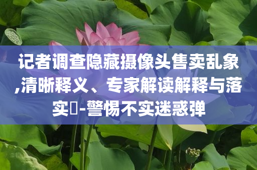 記者調查隱藏攝像頭售賣亂象,清晰釋義、專家解讀解釋與落實?-警惕不實迷惑彈