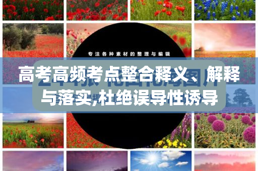 高考高頻考點(diǎn)整合釋義、解釋與落實(shí),杜絕誤導(dǎo)性誘導(dǎo)