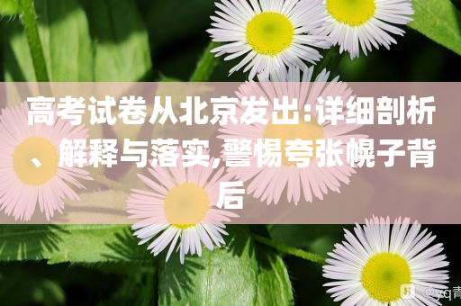 高考試卷從北京發(fā)出:詳細(xì)剖析、解釋與落實(shí),警惕夸張幌子背后