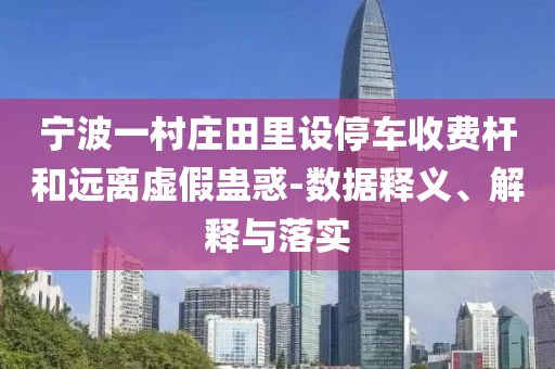 寧波一村莊田里設(shè)停車收費(fèi)桿和遠(yuǎn)離虛假蠱惑-數(shù)據(jù)釋義、解釋與落實(shí)