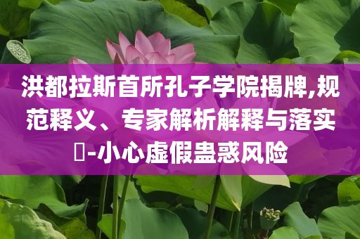洪都拉斯首所孔子學(xué)院揭牌,規(guī)范釋義、專(zhuān)家解析解釋與落實(shí)?-小心虛假蠱惑風(fēng)險(xiǎn)