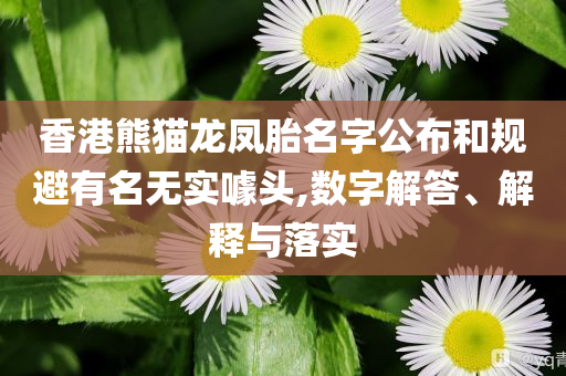 香港熊貓龍鳳胎名字公布和規(guī)避有名無(wú)實(shí)噱頭,數(shù)字解答、解釋與落實(shí)