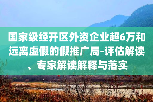 國家級經(jīng)開區(qū)外資企業(yè)超6萬和遠離虛假的假推廣局-評估解讀、專家解讀解釋與落實