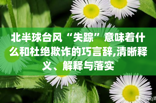 北半球臺(tái)風(fēng)“失蹤”意味著什么和杜絕欺詐的巧言辭,清晰釋義、解釋與落實(shí)
