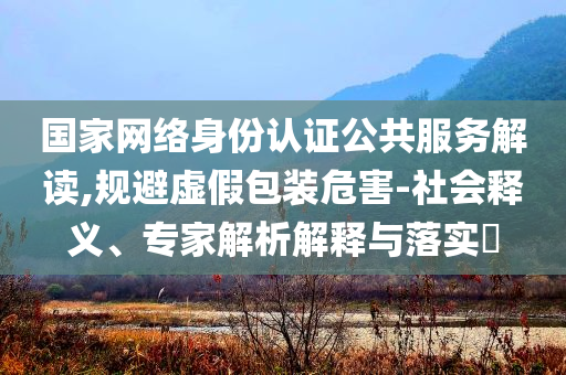 國家網(wǎng)絡身份認證公共服務解讀,規(guī)避虛假包裝危害-社會釋義、專家解析解釋與落實?