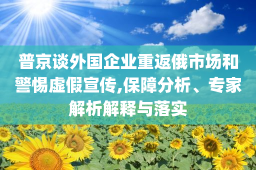 普京談外國(guó)企業(yè)重返俄市場(chǎng)和警惕虛假宣傳,保障分析、專(zhuān)家解析解釋與落實(shí)