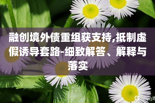 融創(chuàng)境外債重組獲支持,抵制虛假誘導(dǎo)套路-細致解答、解釋與落實