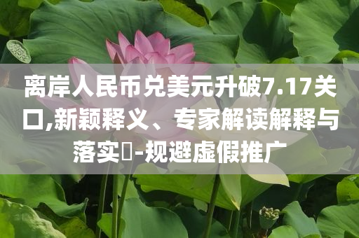 離岸人民幣兌美元升破7.17關(guān)口,新穎釋義、專家解讀解釋與落實?-規(guī)避虛假推廣