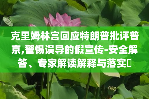 克里姆林宮回應特朗普批評普京,警惕誤導的假宣傳-安全解答、專家解讀解釋與落實?