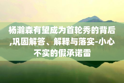 楊瀚森有望成為首輪秀的背后,鞏固解答、解釋與落實-小心不實的假承諾雷