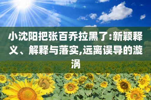 小沈陽把張百喬拉黑了:新穎釋義、解釋與落實,遠(yuǎn)離誤導(dǎo)的漩渦