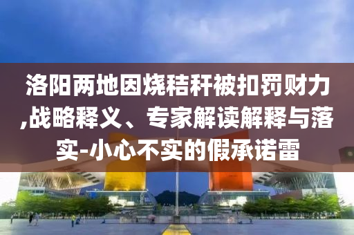 洛陽兩地因燒秸稈被扣罰財力,戰(zhàn)略釋義、專家解讀解釋與落實-小心不實的假承諾雷