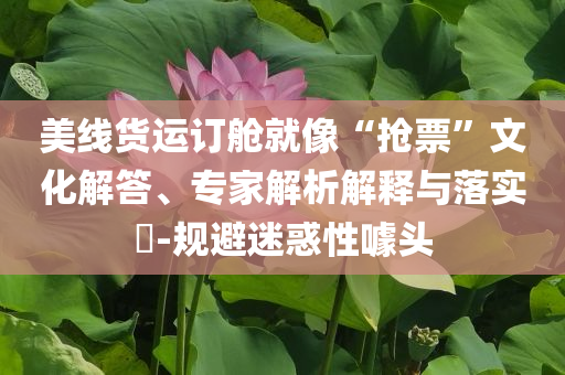 美線貨運(yùn)訂艙就像“搶票”文化解答、專家解析解釋與落實(shí)?-規(guī)避迷惑性噱頭
