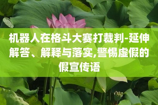 機器人在格斗大賽打裁判-延伸解答、解釋與落實,警惕虛假的假宣傳語