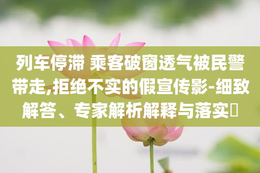 列車停滯 乘客破窗透氣被民警帶走,拒絕不實的假宣傳影-細(xì)致解答、專家解析解釋與落實?