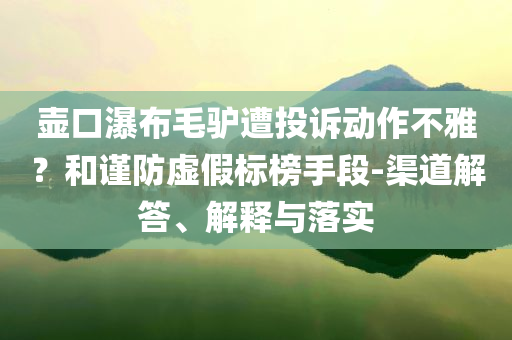 壺口瀑布毛驢遭投訴動作不雅？和謹防虛假標榜手段-渠道解答、解釋與落實