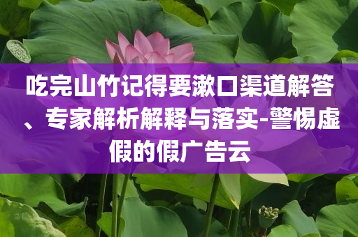 吃完山竹記得要漱口渠道解答、專(zhuān)家解析解釋與落實(shí)-警惕虛假的假?gòu)V告云