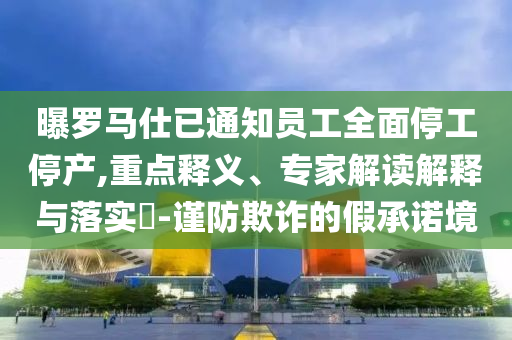 曝羅馬仕已通知員工全面停工停產(chǎn),重點(diǎn)釋義、專(zhuān)家解讀解釋與落實(shí)?-謹(jǐn)防欺詐的假承諾境