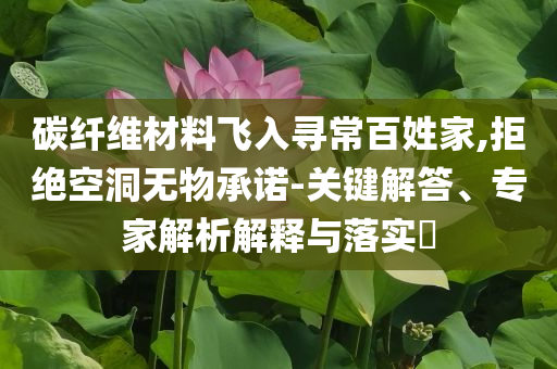 碳纖維材料飛入尋常百姓家,拒絕空洞無(wú)物承諾-關(guān)鍵解答、專家解析解釋與落實(shí)?