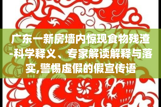 廣東一新房墻內驚現食物殘渣-科學釋義、專家解讀解釋與落實,警惕虛假的假宣傳語