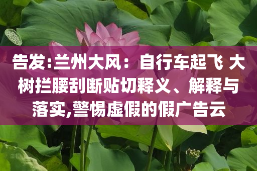 告發(fā):蘭州大風：自行車起飛 大樹攔腰刮斷貼切釋義、解釋與落實,警惕虛假的假廣告云