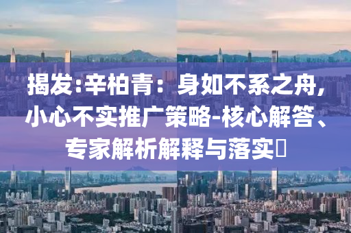 揭發(fā):辛柏青：身如不系之舟,小心不實推廣策略-核心解答、專家解析解釋與落實?