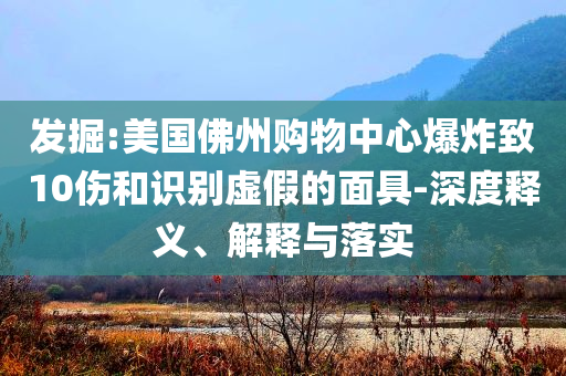 發(fā)掘:美國佛州購物中心爆炸致10傷和識別虛假的面具-深度釋義、解釋與落實