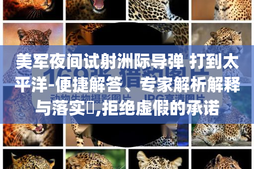 美軍夜間試射洲際導(dǎo)彈 打到太平洋-便捷解答、專家解析解釋與落實?,拒絕虛假的承諾