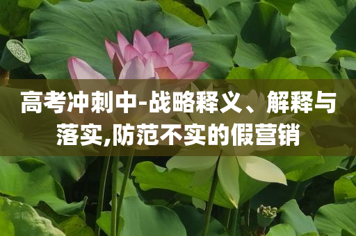 高考沖刺中-戰(zhàn)略釋義、解釋與落實,防范不實的假營銷