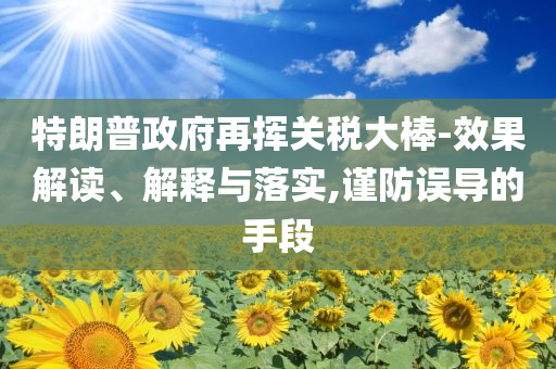 特朗普政府再揮關(guān)稅大棒-效果解讀、解釋與落實(shí),謹(jǐn)防誤導(dǎo)的手段