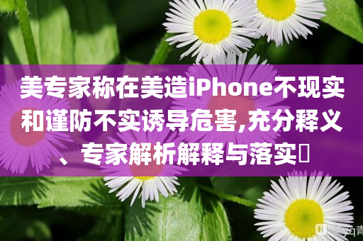 美專家稱在美造iPhone不現(xiàn)實(shí)和謹(jǐn)防不實(shí)誘導(dǎo)危害,充分釋義、專家解析解釋與落實(shí)?