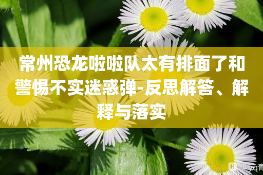 常州恐龍啦啦隊(duì)太有排面了和警惕不實(shí)迷惑彈-反思解答、解釋與落實(shí)