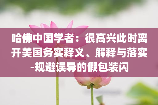 哈佛中國學者：很高興此時離開美國務實釋義、解釋與落實-規(guī)避誤導的假包裝閃