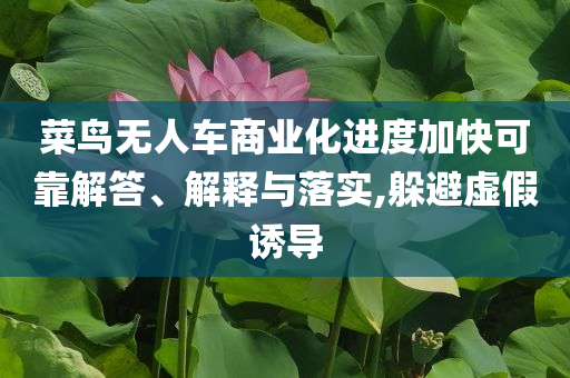 菜鳥(niǎo)無(wú)人車商業(yè)化進(jìn)度加快可靠解答、解釋與落實(shí),躲避虛假誘導(dǎo)