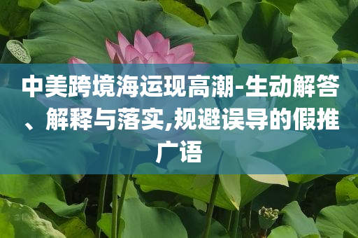 中美跨境海運現(xiàn)高潮-生動解答、解釋與落實,規(guī)避誤導(dǎo)的假推廣語