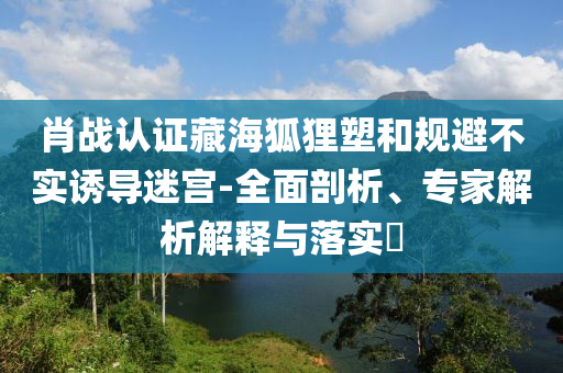 肖戰(zhàn)認(rèn)證藏海狐貍塑和規(guī)避不實(shí)誘導(dǎo)迷宮-全面剖析、專家解析解釋與落實(shí)?