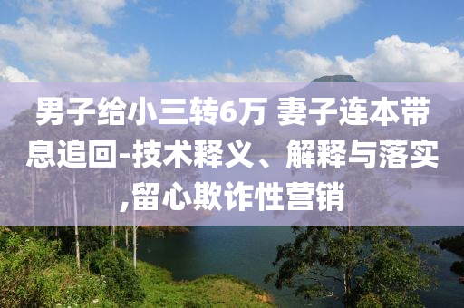 男子給小三轉(zhuǎn)6萬 妻子連本帶息追回-技術(shù)釋義、解釋與落實(shí),留心欺詐性營銷