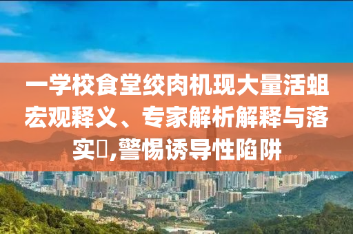 一學(xué)校食堂絞肉機(jī)現(xiàn)大量活蛆宏觀釋義、專家解析解釋與落實(shí)?,警惕誘導(dǎo)性陷阱